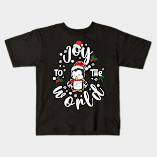 Christmas Penguin Joy To The World Funny Penguin Lovers Kids T-Shirt